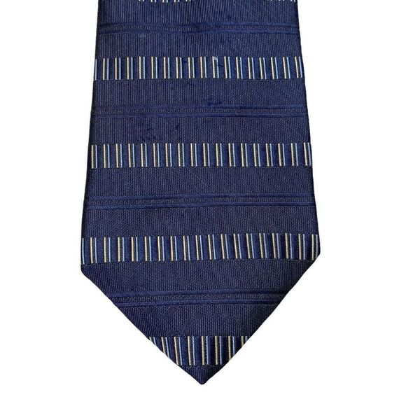 Tommy Hilfiger Tie Men's Blue Stripes 100% Silk 57.5" x 3.5" USA Y2K - Picture 3 of 5